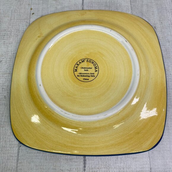 Maxam Sonoma Tuscan TUSCANY Olive Green Center Square Ceramic Salad Plates Set 6 - Picture 13 of 16